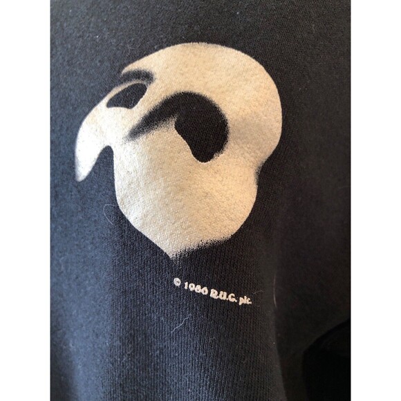 Vintage Phantom Of The Opera Sweatshirt M Black 80s 1986 Play Drama Mask unisex - Picture 4 of 10